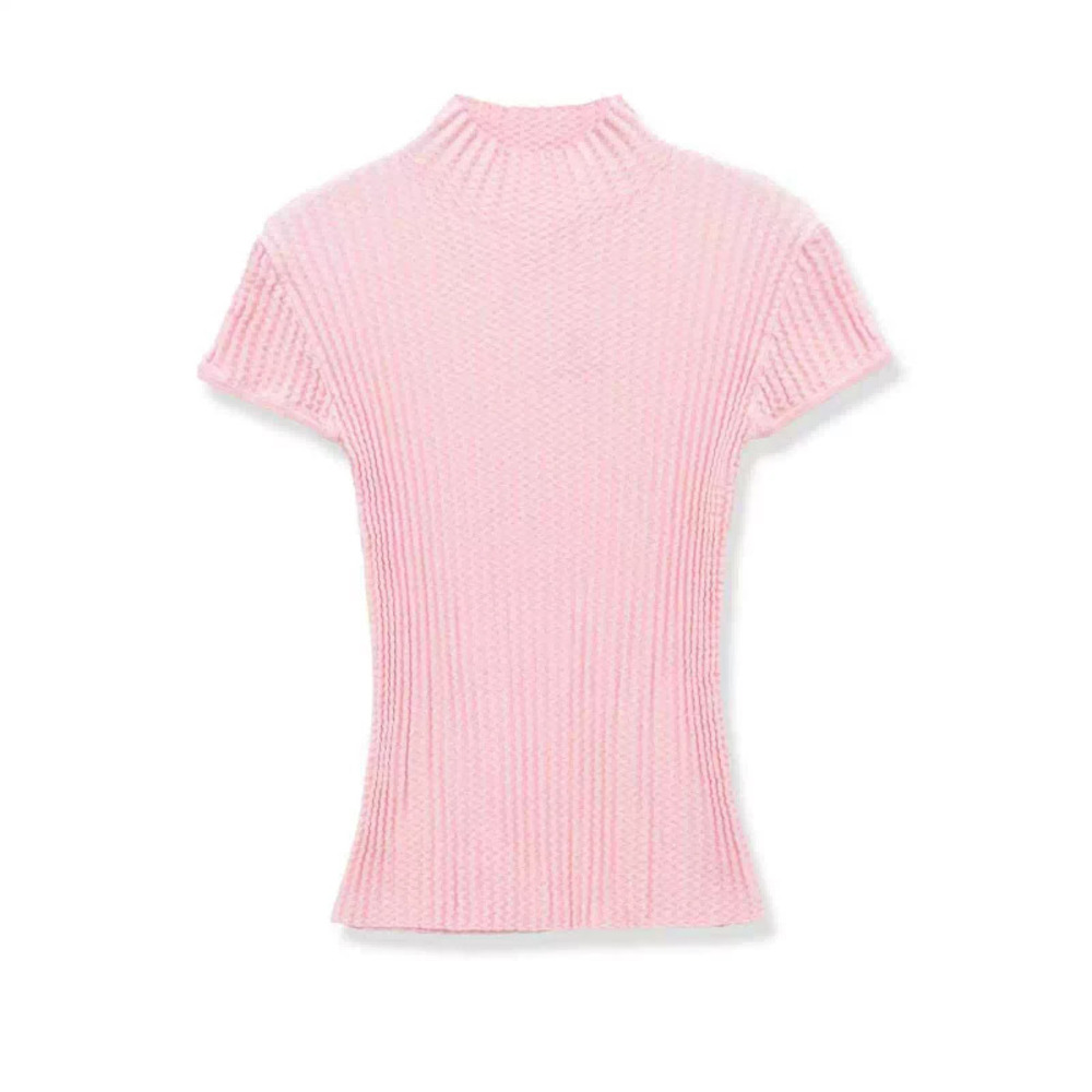ZARA Summer Chic Textured Mock Neck Knit Top